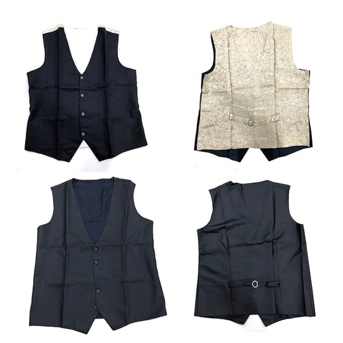 RSINC Men's Casual Men's 2 Pockets 5Button Festival V-Shape Tuxedo Style Waistcoat Pack of 2-picture-47