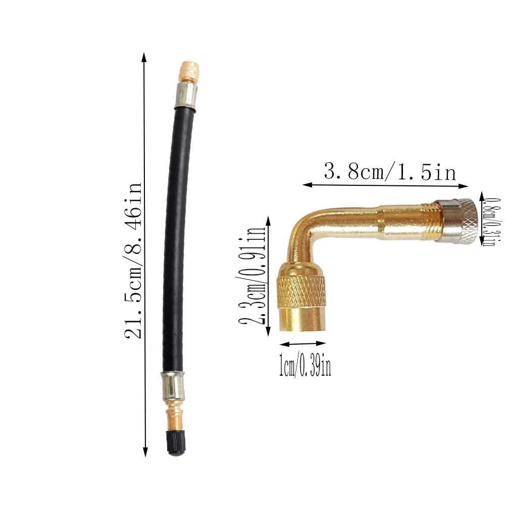 Estensione valvola automatica, 2 pezzi di prolunga valvola a 90 gradi, 2 pezzi di estensione valvola da 210 mm, prolunga valvola adattatore, per auto, moto, bicicletta, scooter