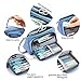 EASTHILL Large Capacity Colored Linen Storage Pouch Marker Pen Pencil Case Stationery Bag Holder for Middle High School Office College Student Boy Adult Teen Simple Gift Light Blue