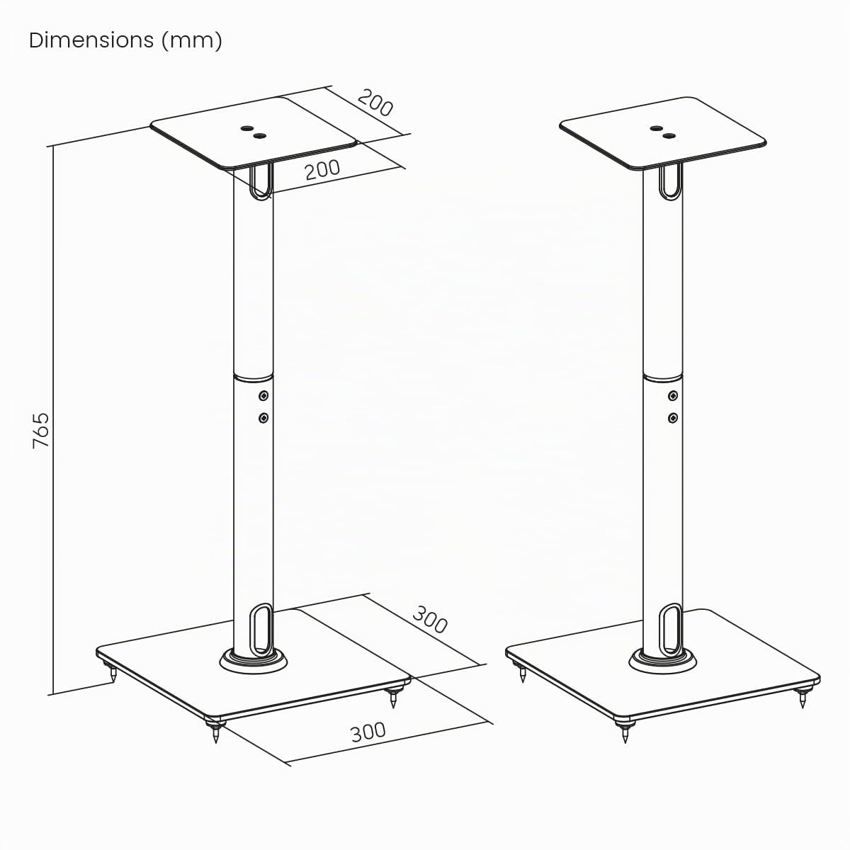 My Wall HS35L - Lot de 2 Supports de Haut-Parleur - Charge maximale : 25 kg - avec Tapis Anti-Vibration, Pied de Haut-Parleur, Pieds interchangeables, Support sûr et Son Pur