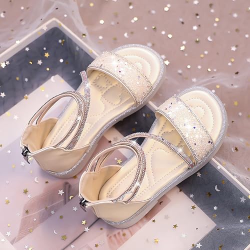 Girls Ankle Strap Flat Sandals Dressy Strappy Gladiator Open Toe Sandals Low Heel High Top Rhinestones Shoes3