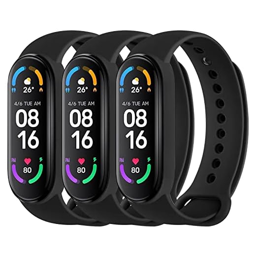 Pacote com 3 pulseiras esportivas para Mi Band 5 e Mi Band 6, pulseiras de substituição de silicone macio para Xiaomi Mi Band 5 e 6 Fitness Tracker (preto + preto + preto)