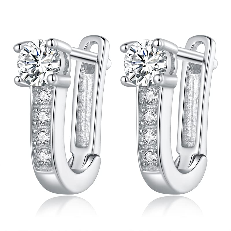 Boucles d'oreilles U argent 925 et zirconium pour le bureau et les sorties - 3