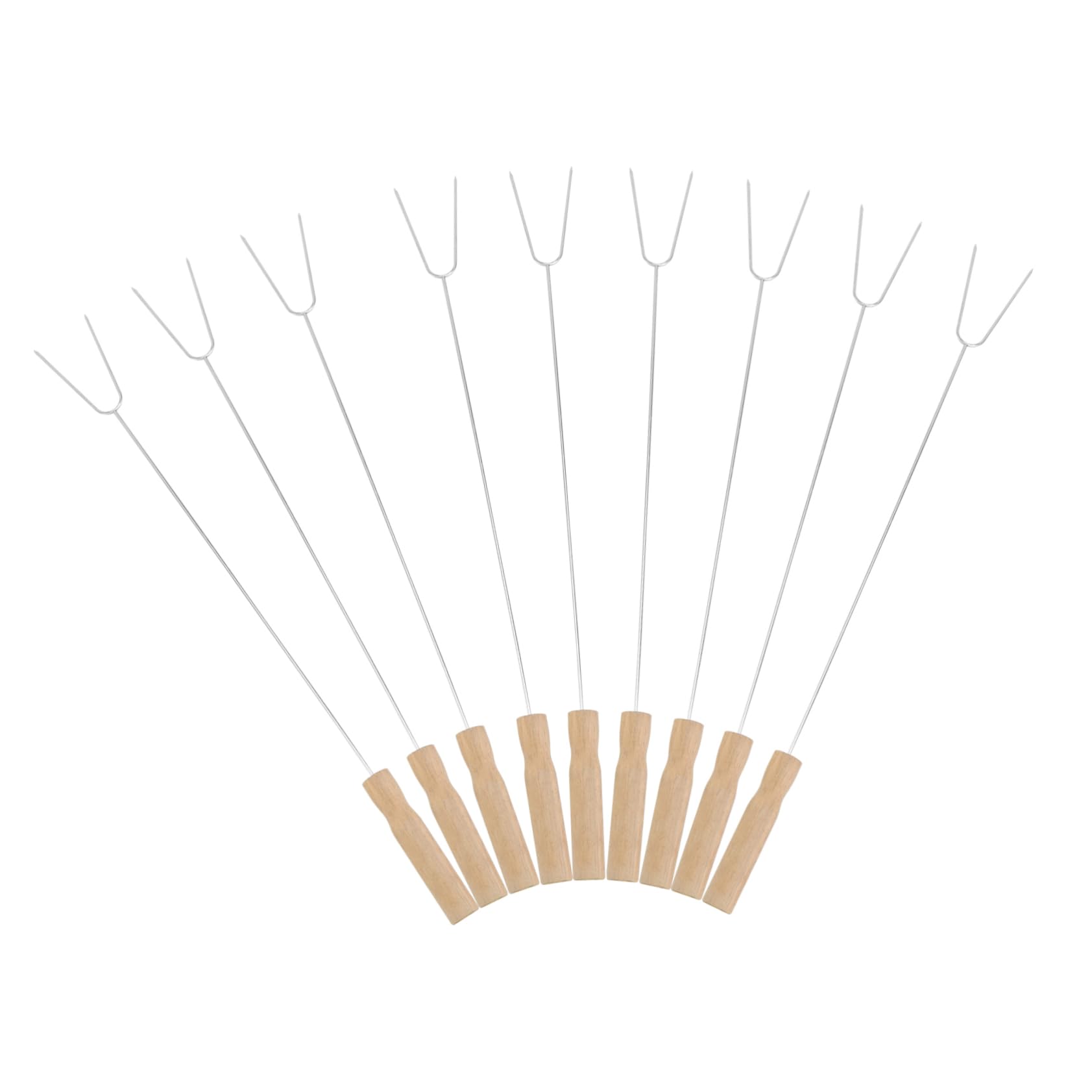 BESTonZON 15 Pezzi Forchette per Barbecue con Legno Strumenti Riutilizzabili Inossidabile per Grigliate e Facili da e Resistenti