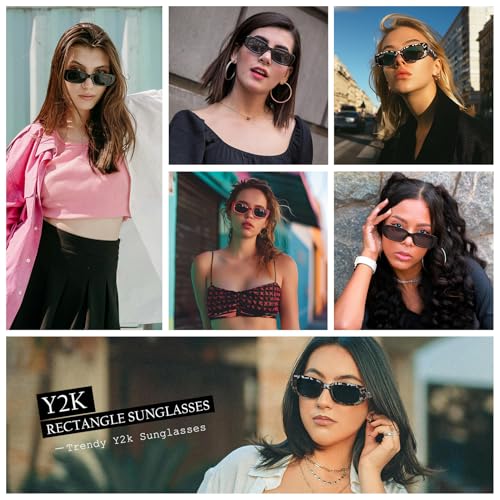 Polarized Rectangle Sunglasses for Women Men Trendy Retro 90s Sunglasses Narrow Square Y2k Shades2