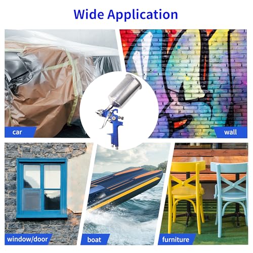 Image of HVLP Gravity Feed Spray Gun, Automotive Air Paint Spray Gun Kit, Suitable for Auto Paint, Base Coat & Touch Up (Blue 4 Nozzle)