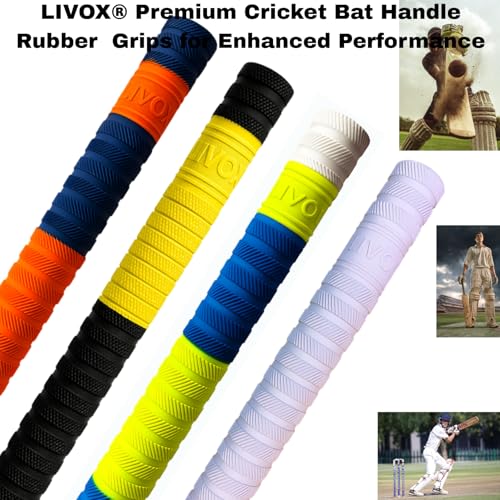 Image of LIVOX Premium Quality Cricket Bat Grip | Non-Slip, Shock Absorbing Rubber Handle Cover for Superior Comfort & Control (Multi texture)