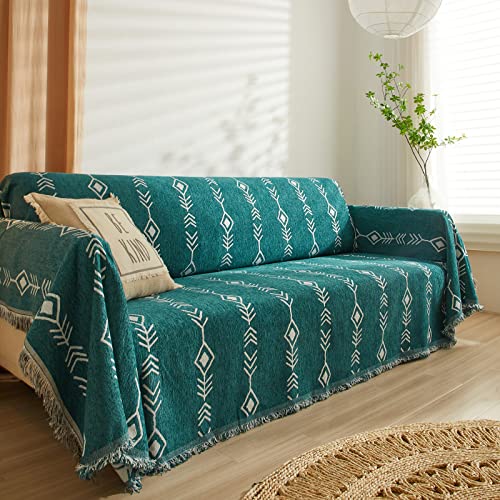 Roomlife Retro Deep Green Chenille Sofa Cover, Couch Cover, Couch Covers For 3 Cushion Couch, Sectional Couch Covers, Sofa Covers For Living Room, Couch Covers For Dogs, Couch Protector 71"X118" #TOP4