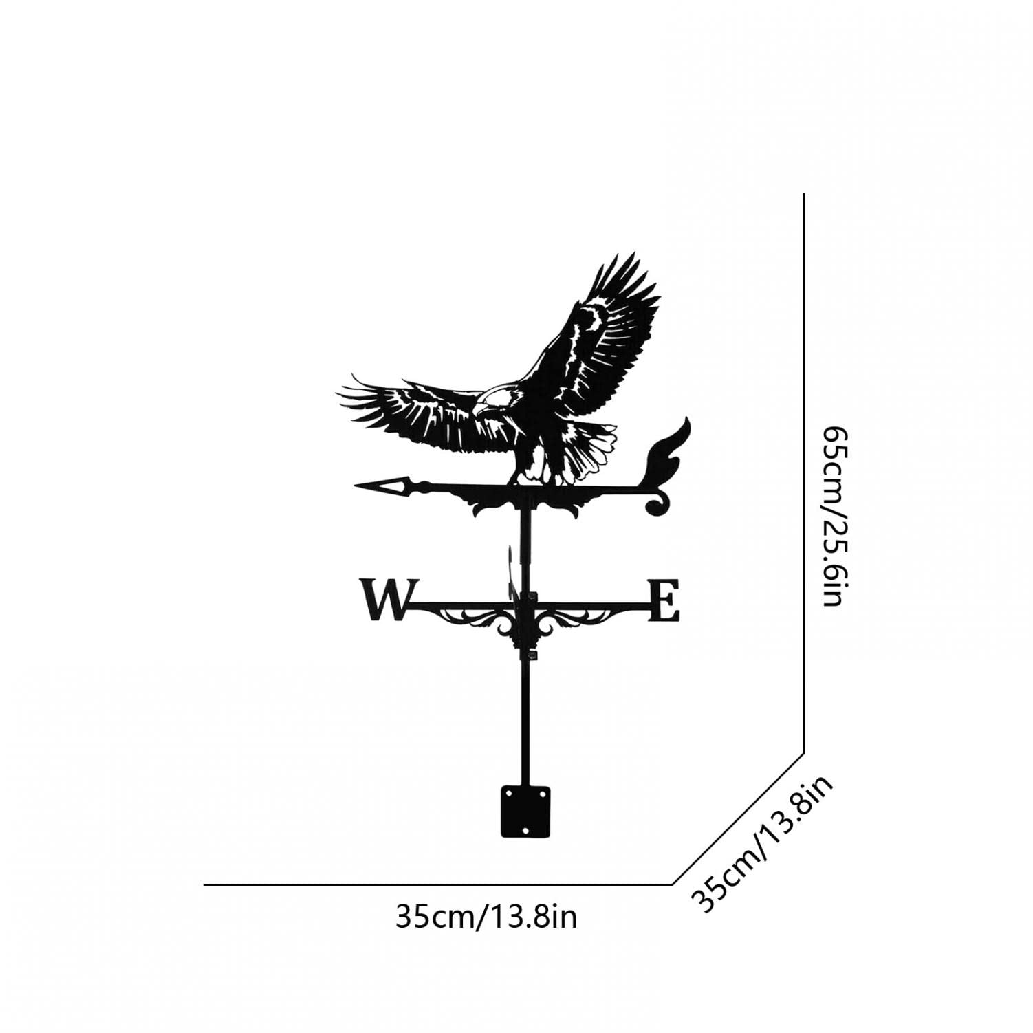 Dekoracyjny wiatrołap, 61 x 35 cm, metalowa ozdoba dachowa wiatrowskazu, duży wiatrowskaz, wskaźnik kierunku wiatru, dekoracja do szopy, ogrodu, podwórka, tarasu dachu