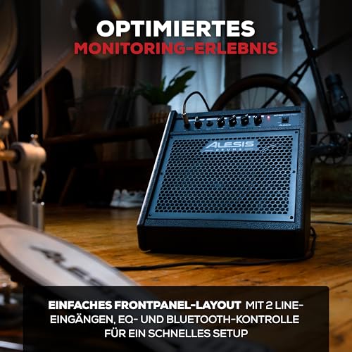 Alesis Nitro Amp Pro 80W kompakter Boden Monitor Lautsprecher für elektronisches Schlagzeug, mit Bluetooth, 8\ Woofer, EQ, zusätzlicher Line-Eingang, universelle E-Drum Kompatibilität
