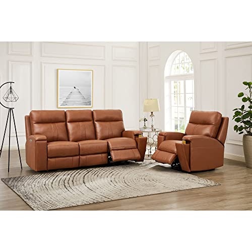 Sofá de 3 cuerpos Marrón reclinable y con reposacabezas miniatura 1