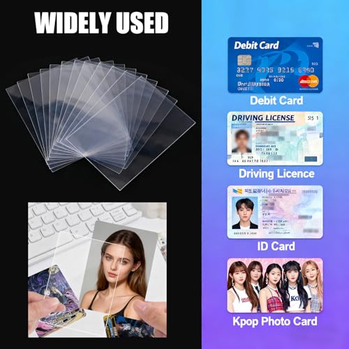 100 Pcs Photocard Sleeves, 90 x 65 mm Clear Kpop Photocard Sleeves Idol 200 Microns Card Protector Sleeves Shield Cover for Albums Photocards Football Card Board Game Trading Unsealable - Image 3