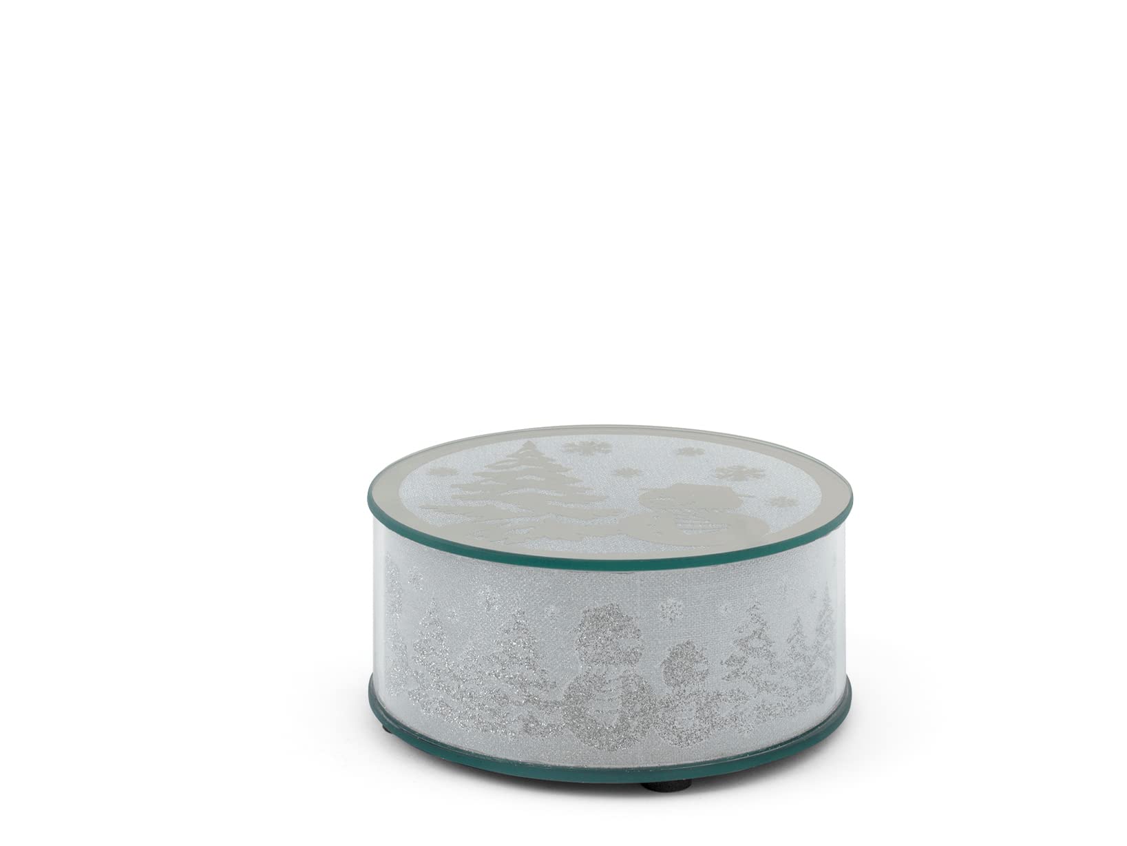 Présentoir en verre décor de Noël LED 15x7 cm pailleté pour table