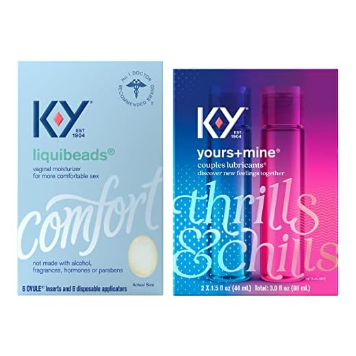 K-Y Liquibeads Vaginal Moisturizer, 6 Bead Inserts and 6 Applicators (Packaging May Vary) Yours & Mine Couples Lubricant, 3 fl oz, Couples Personal Lubricant and Intimate Gel