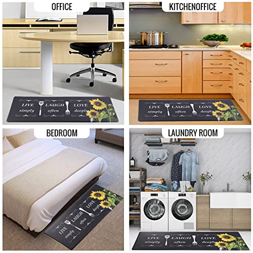 Pcsweet Home Sunflower Kitchen Mat Set Of 2 Non Slip Thick Kitchen Rugs And Mats For Floor Comfort Standing Mats For Kitchen, Sink, Office, Laundry, 17.3"X47"+17.3"X30",Yellow #TOP6