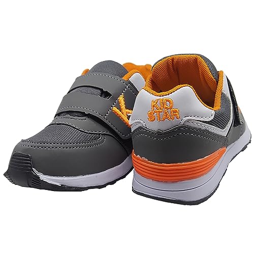 Tênis Infantil Masculino KidStar Grafite Escolar sem Cadarço Cor:Cinza;Tamanho:26