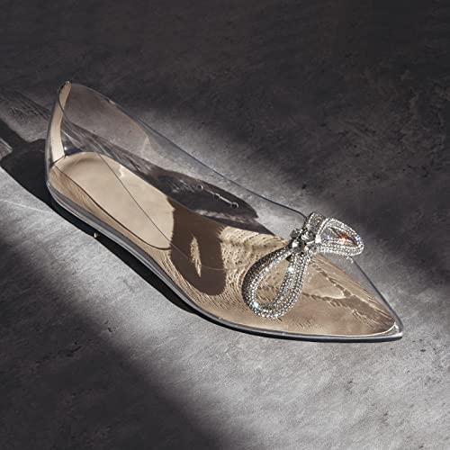 Women's Flats with Rhinestone Bow Pointed Toe Flats for Women Clear Flat4
