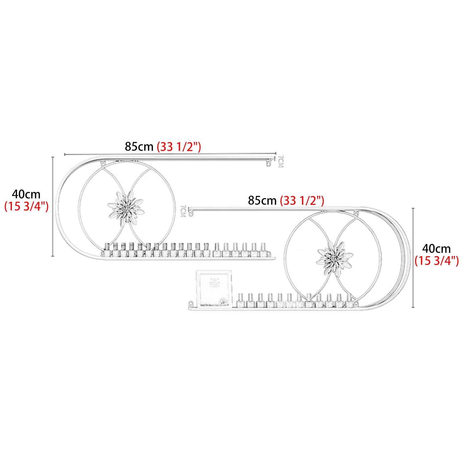 Porta Smalto da Parete: Supporto Multifunzionale per Smalto a Forma di U - Organizzatore per Bottiglie di Smalto Nero per Salone e casa - Elegante Soluzione di stoccaggio per Prodotti per Un