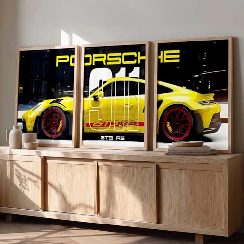 Image of kotart Big Sports Car Framed Posters Gift Items for Boys Room Wall Decoration Bedroom Living Room Office Studio Decor | Car Poster Frame for Wall Decor Set Of 3 Size (19 X 25 inch)
