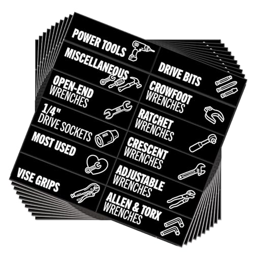 80 Piece Toolbox Organizers Labels for Tool Identification in Industrial Environment Organize Sticker Garage Organization Labels