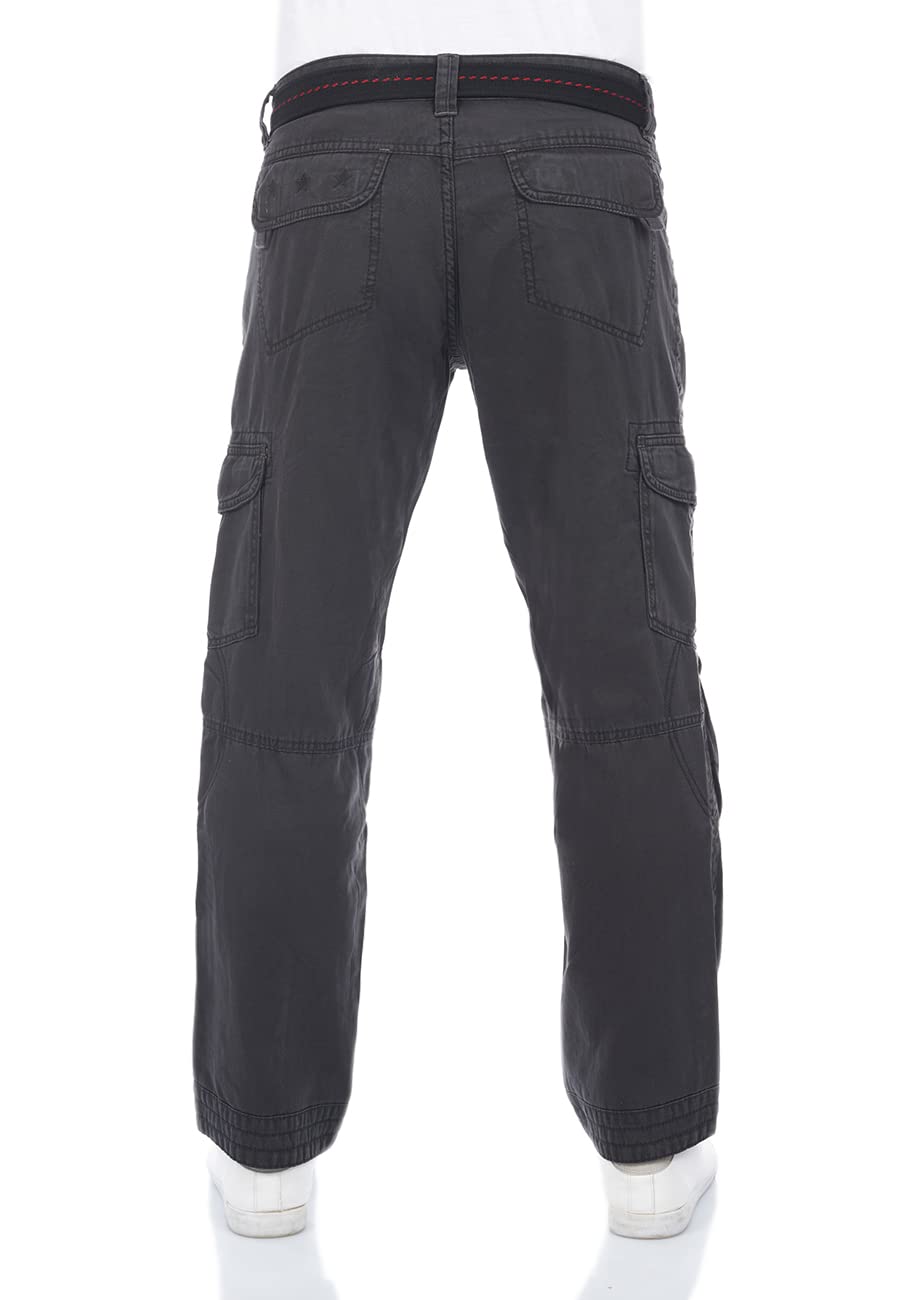 Timezone Cargohose Herren mit Gürtel BenitoTZ Loose Fit Cargo Hose Taschen Baumwolle Beige Grau Khaki 29 30 31 32 33 34 36 38 40