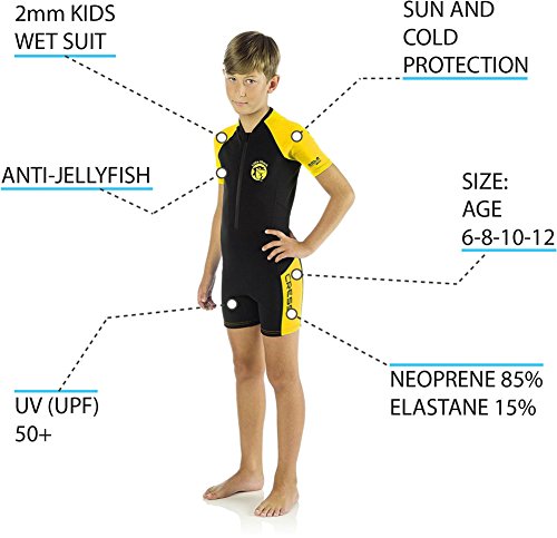 Cressi Little Shark Shorty Wetsuit - Monoshort infantil en tejido elástico y neopreno de 2 mm, Junior Unisex