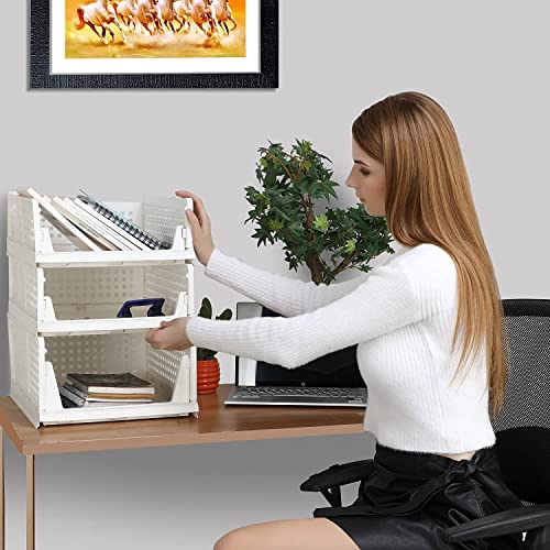 Image of AEXONIZ Wardrobe Organizer Foldable and Stackable Multipurpose Plastic Organizers for Clothes Shirts Tops and Shelf Space Usage for Home Organization and Storage (Multicolour, PACK OF 5)