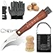 Messe mit günstig Kaufen-RANJIMA Pilzmesser mit Bürste, Schwammerlmesser mit Pinsel,Klappbar Taschenmesser Klappmesser Tragbares Pilzmesser Set mit Handschuhe Pilzbürste und Pilzbeutel für Pilzsammler,Geschenk für Pilzsammler