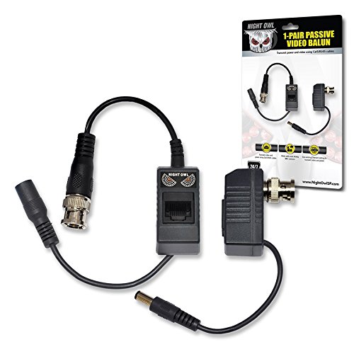 Night Owl Security 1-Pair Passive Video Balun Converters with power for Security CCTV systems - A-VB-POE-BNC,Black - Thumbnail 2