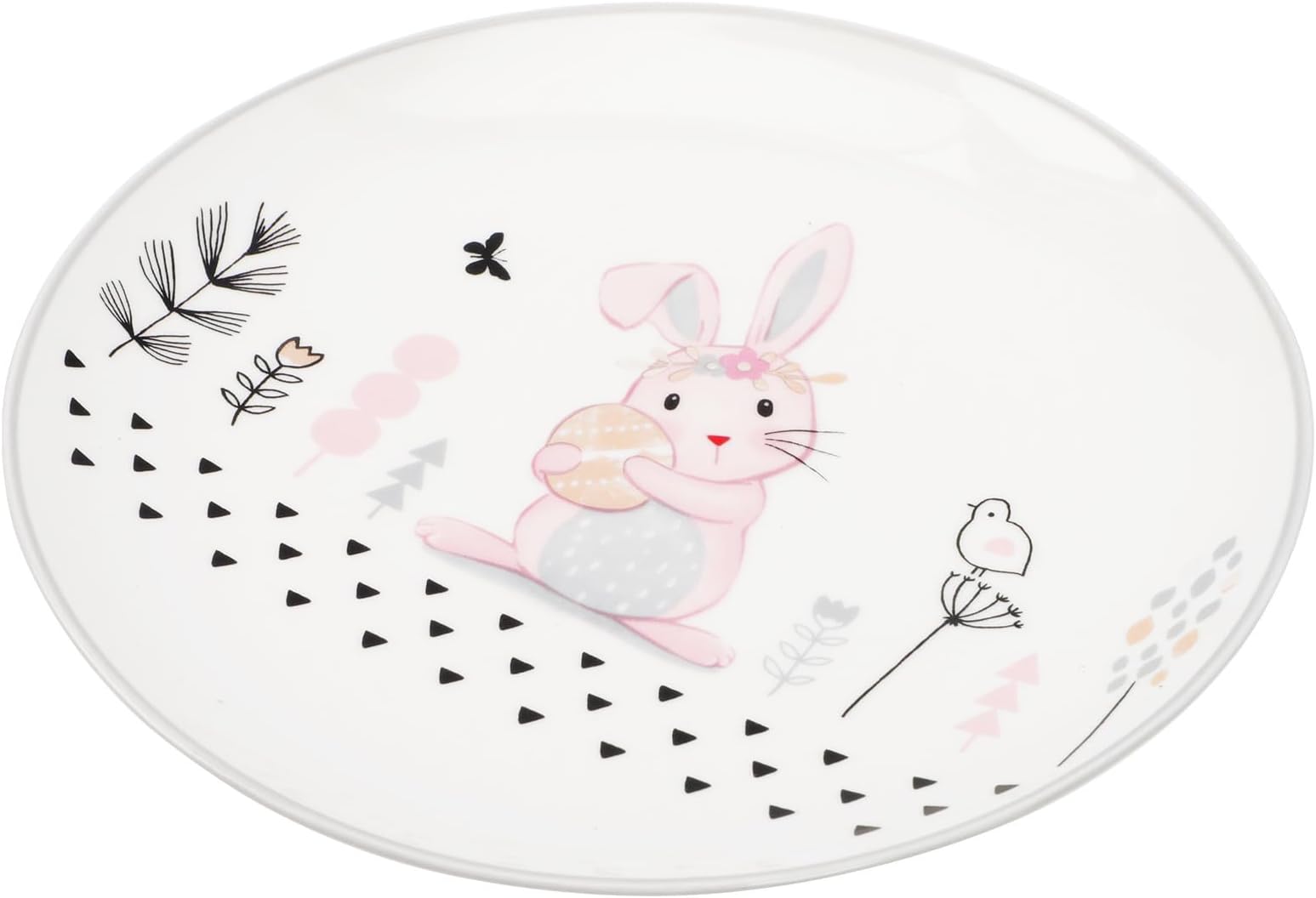 VALICLUD Easter Ceramic Dinner Plate 20cm Small Appetizer Plate with Adorable Rabbit Pattern for Spring Dining Table Decoration