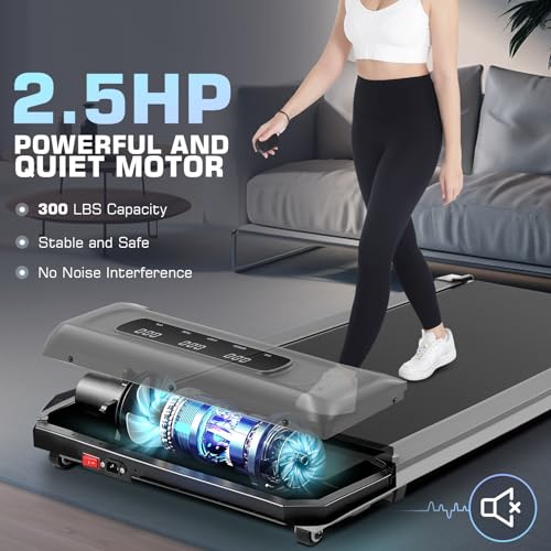 Image of Walking Pad Under Desk, Funmily 2.5hp Small Treadmill for Home /Office, 2024 Upgrade 3-in-1 Mini Treadmill with App, Remote Control, LED Display, 300 Lb Capacity