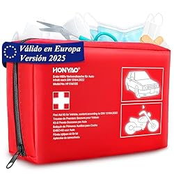 HONYAO Botiquín de Primeros Auxilios Coche, Kit Pr...: ✅Cumple la Norma DIN 13164 Más Reciente: Nuestro botiquín de primeros auxilios cumple con la actual norma Alemana DIN 13164:2023 y por lo tanto cumple con las directrices y obligaciones para todo tipo de vehículos. Ningún coche o moto debería prescin...