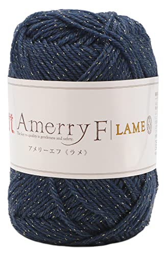 ハマナカ 手編み毛糸 アメリーエフ ラメ 合太 COL. 608 ブルー 系 30g 約 127m 2547