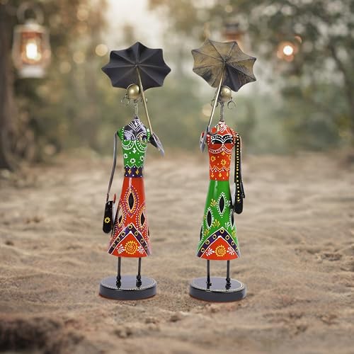 Image of CraftVatika Metal Fashion Dolls with Umbrella Statue Decorative Showpiece Items for Home Decor Living Room Bedroom Table Desk Decoration & Gifts