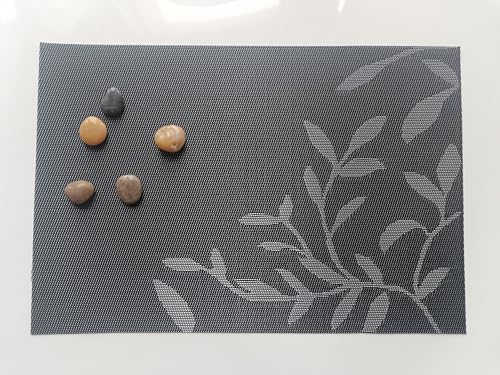 Image of Dribble PVC Placemats Set of 6 | Heat-Resistant, Washable, Waterproof Table Mats | Anti-Slip Dining Table Placemats for Kitchen & Home Decor - 45x30cm, Design - Night Beauty