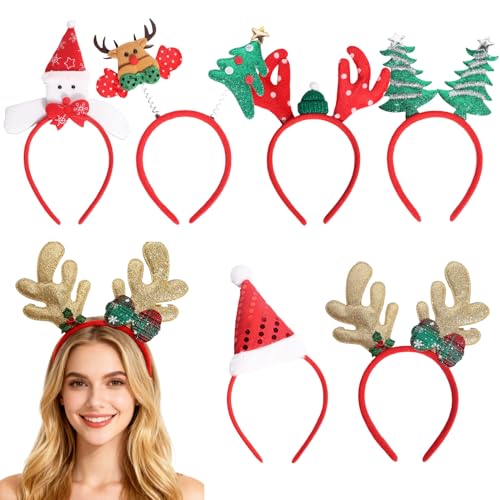 6PCS Haarreif Weihnachten - Lustiger Weihnachts Haarreif mit Rentier,...