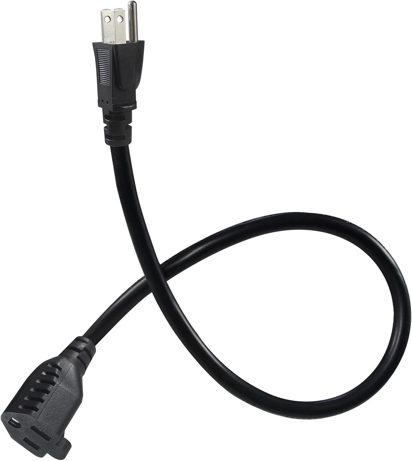 SPARKING 1.5FT Extension Cord - Black Small Grounded Power Electrical Extension Cord, 125V 13A 16AWG Indoor Grounded Mini Flexible AC Appliance Cable for Outlet Saver[1 PACK]