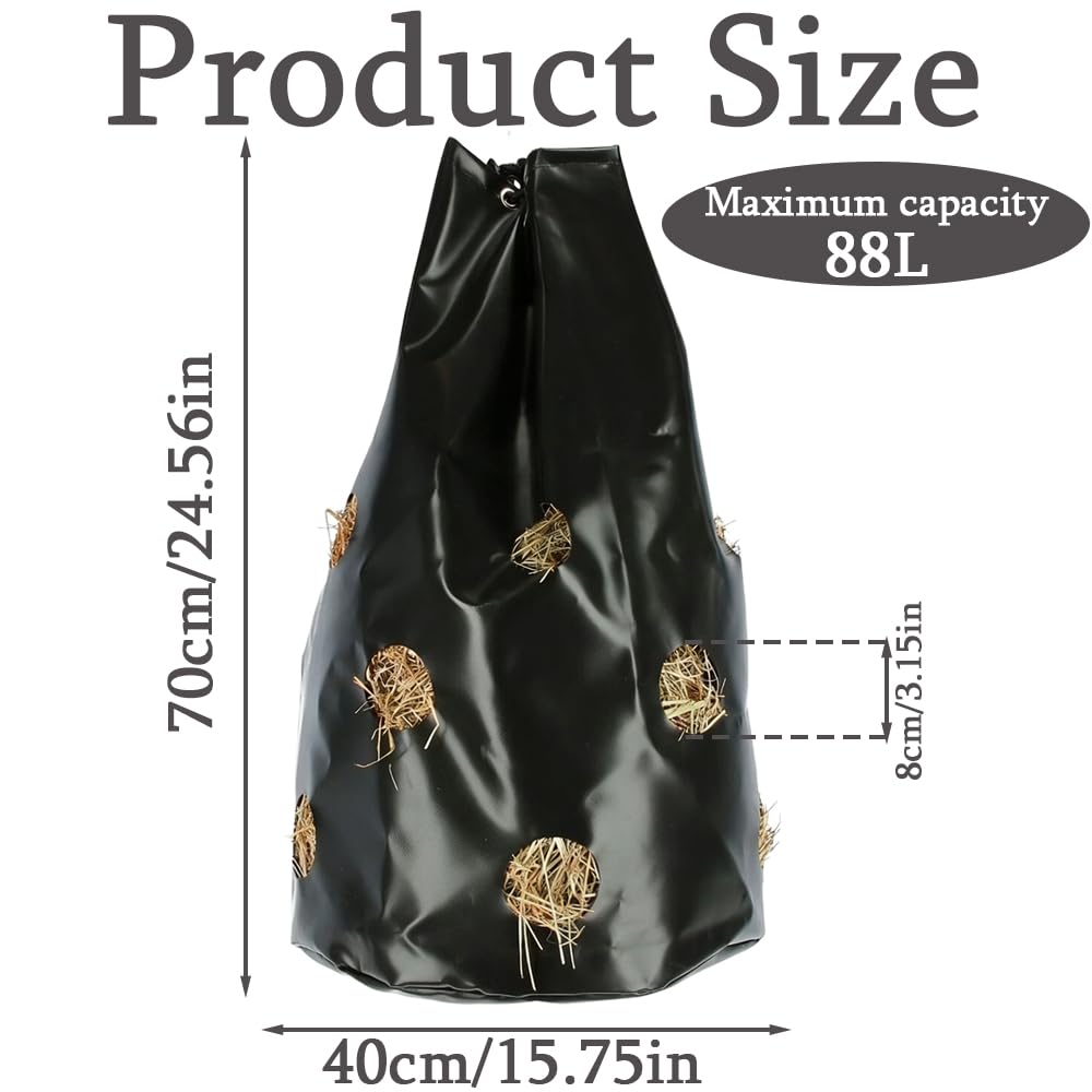 Heunetz für Pferde,70 x 40cm Heusack für Pferde,Heubeutel für Pferde 88L Haybag,Heusack,Heunetz für Ponys alte Pferde Ziegen Tiere,Fressen zu verlangsamen und reduziert Futterverluste
