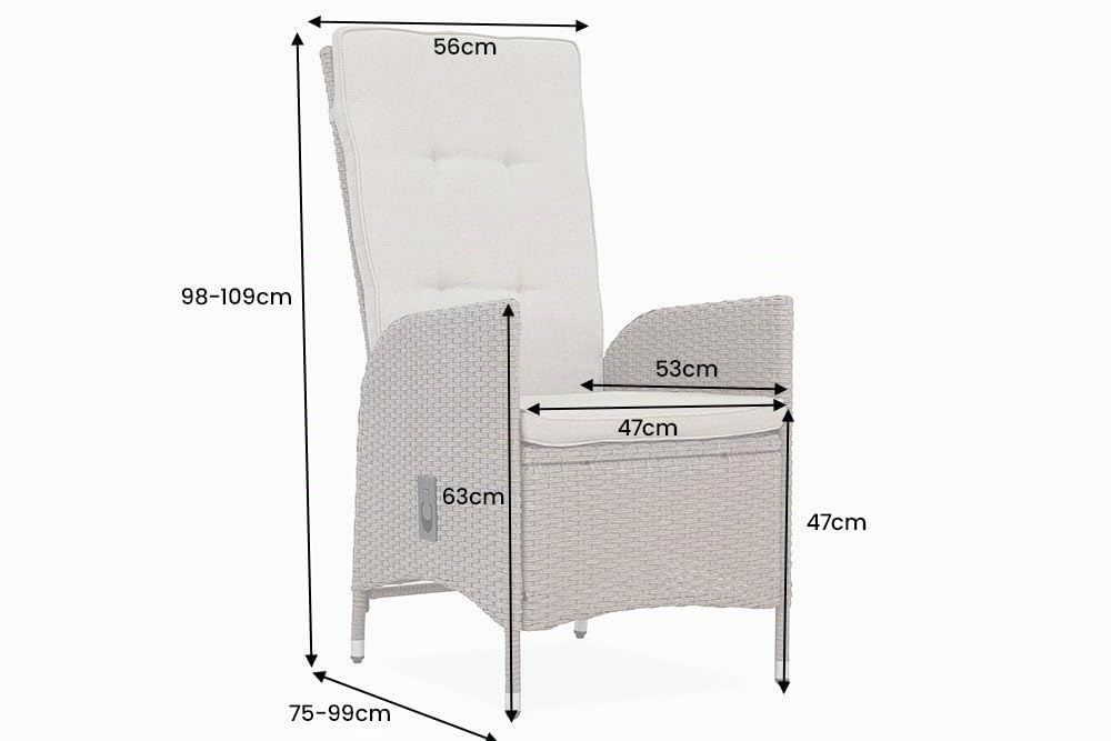 Gartenstuhl SYLT - 56cm - grau - Stoff-Bezug Polyrattan Armlehne Outdoor