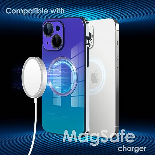 Coque iPhone 14 Pro magnétique violette verre dégradé protection objectif - 6