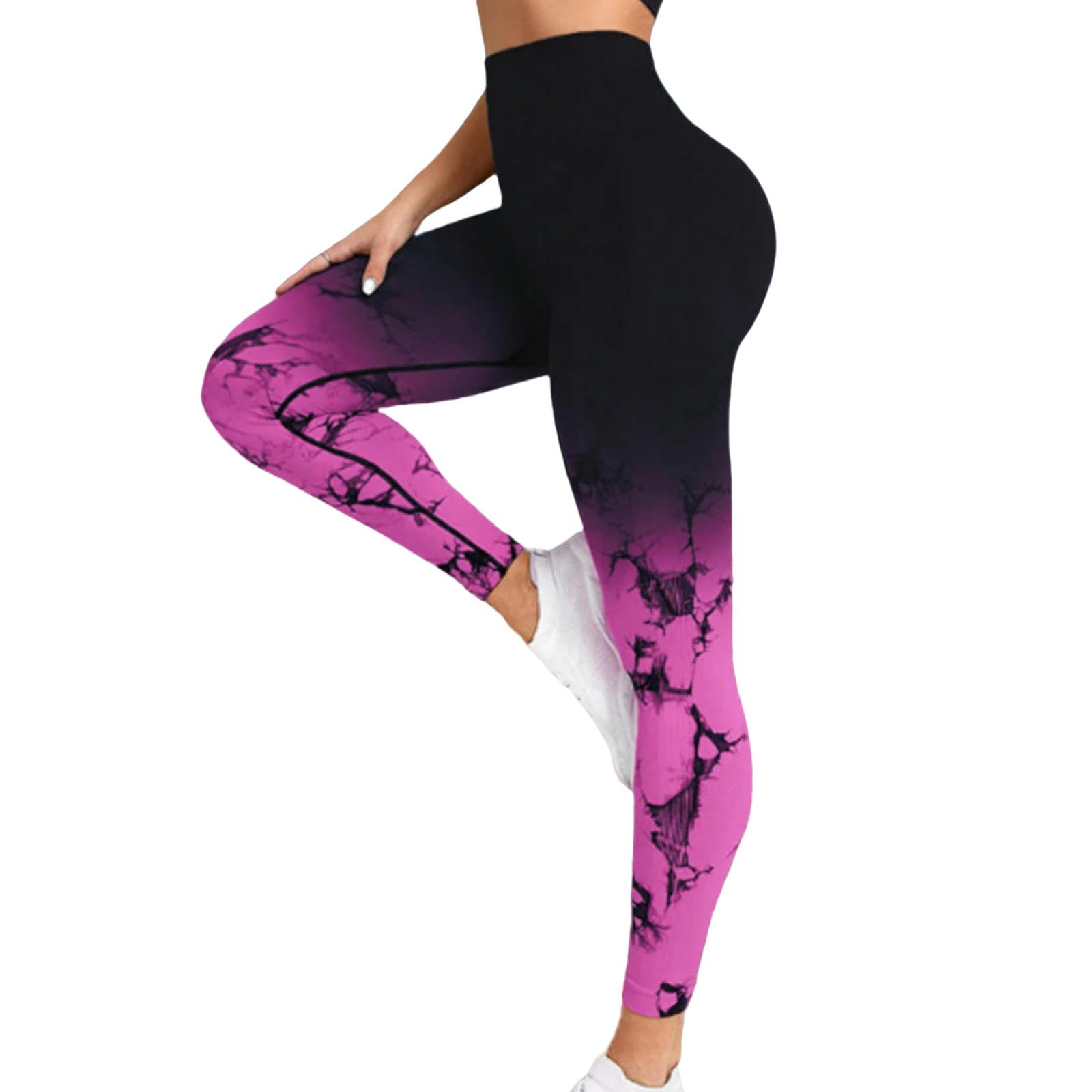 VALGRE Legginsy dla kobiet Wielka Brytania nowe spodnie do jogi tie dye legginsy sportowe damskie bezszwowe wysoka talia push up damskie rajstopy fitness-tie barwione szary-l