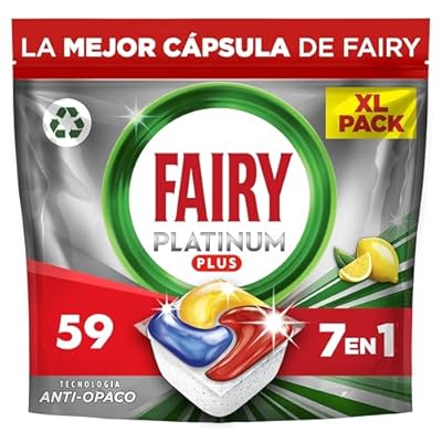 Fairy Platinum Plus Cápsulas De Lavavajillas Todo En Uno Limón  59 Cápsulas  El embalaje puede variar