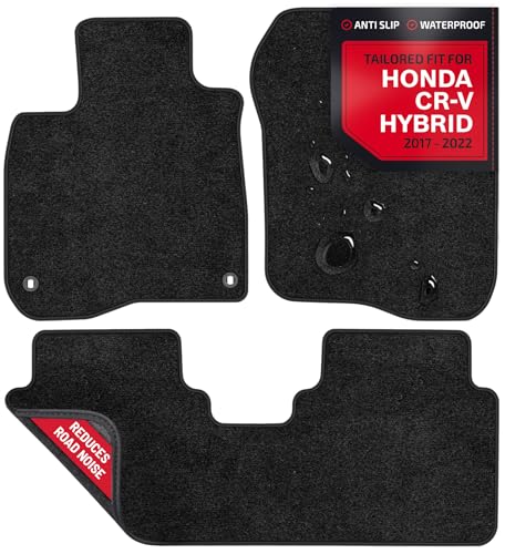 Floor Mats for Honda CRV 2017-2022 - Custom 3D Fit for Honda CR-V 2017 2018 2019 2020 2021 2022 Hybrid - 1st & 2nd Row Set - Anti-Slip Backing - 22oz Heavy Duty Carpet Mat - All Weather Car Liner
