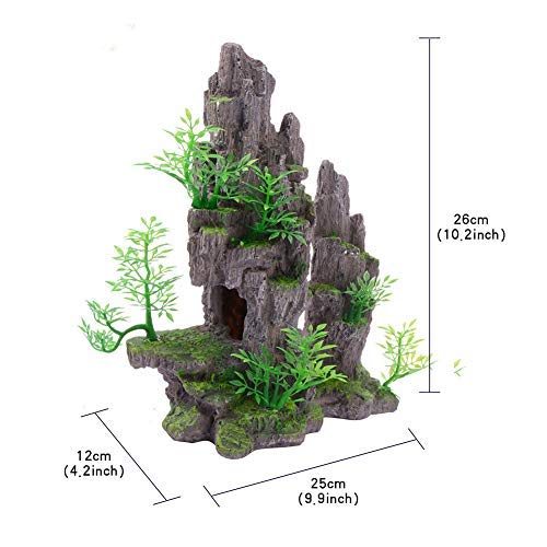 Saim Aquarium Mountain View Stone Moss Tree Rock Cave Fish Tank Landscape Decoration -3