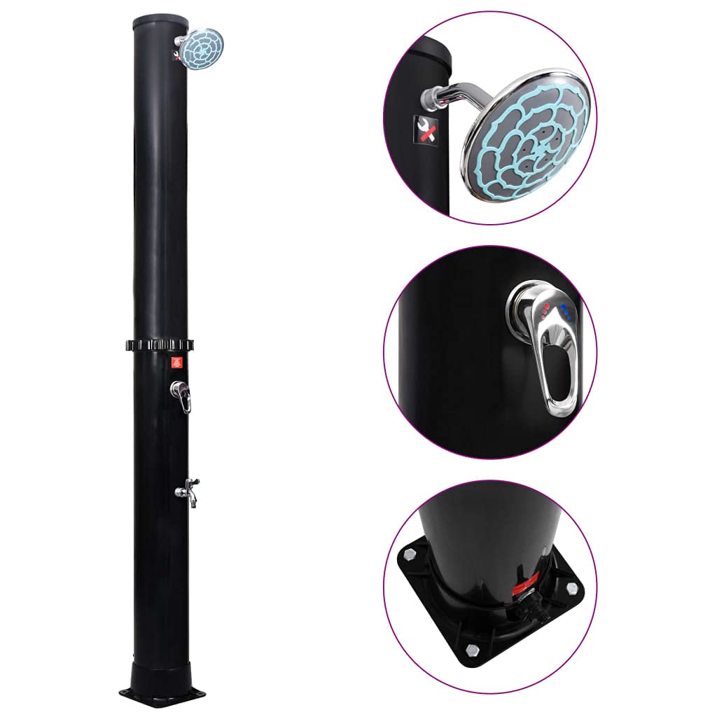Douche Solaire de Jardin, Piscine, Douche Solaire D'extérieur avec Pomme de Douche, 40 L, Température jusqu'à 60℃ (Noir)