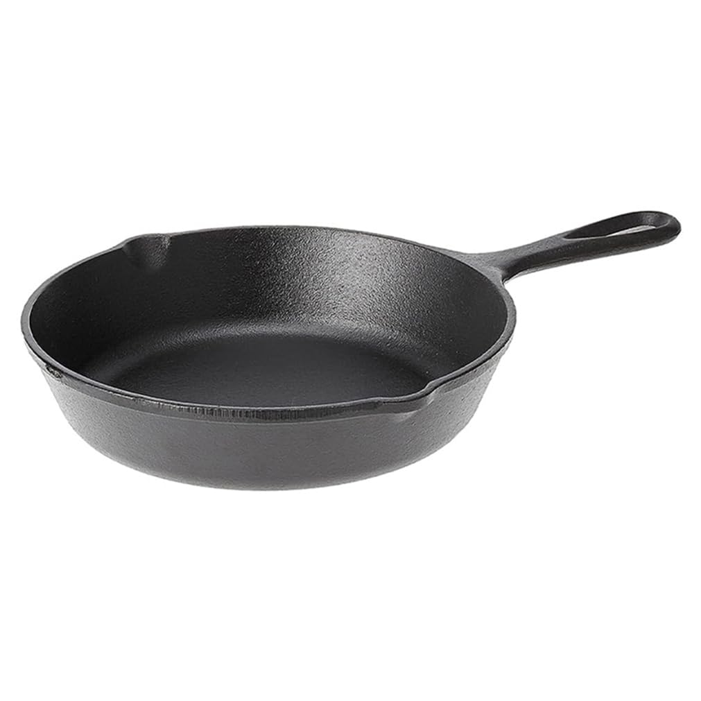 Cast Iron Pre-Seasoned Skillet, 20cm Saute Fry Pan, Chefs Pan, Dual Handles & Dual Pouring Lips, Use in the Oven, on the Stove, on the Grill, or Over a Campfire