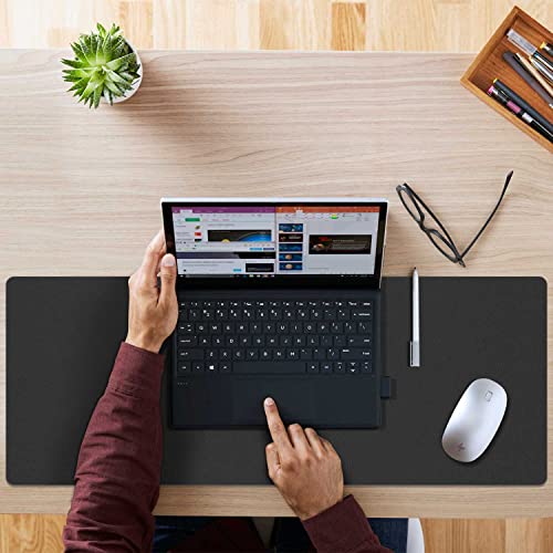 Image of Aothia Double-Sided PU Leather Desk Pad - Non-Slip Large Mouse Pad & Desk Mat for Office, Home - Waterproof, Easy to Clean, Durable Dual-Sided Surface (23.6 inchx13.7 inch, Black)