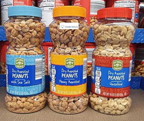 Southern Grove Dry Roasted Peanuts with Sea Salt Dry Roasted Peanuts Honey Roasted and Dry Roasted Peanuts Unsalted 16 Ounces image 2