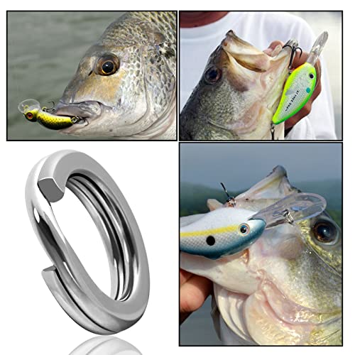 Jshanmei 200Pcs Split Rings Fishing Saltwater High Strength Stainless Steel Fishing Split Rings Hyper Flat Wire Fishing Tackle Hooks Connector For Jigging Lures Bait Silver Color #TOP5