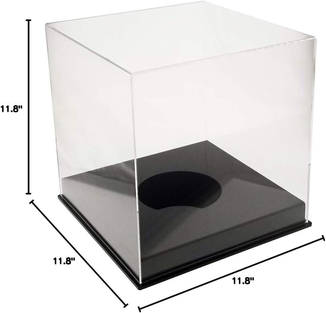 OnDisplay Deluxe Acrylic UV-Protected Basketball/Soccer Ball Display Case -- Luxury Handmade Clear Memorabilia Display (Black Base)